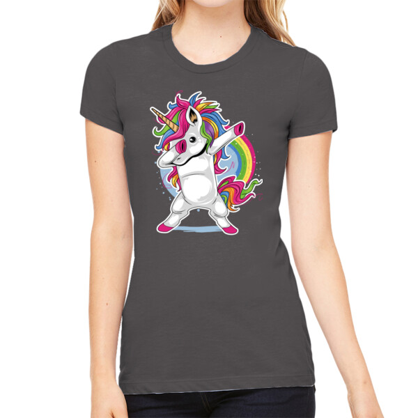Dabbing Unicorn - Women's Premium Cotton Slim Fit T-SHirt Thumbnail