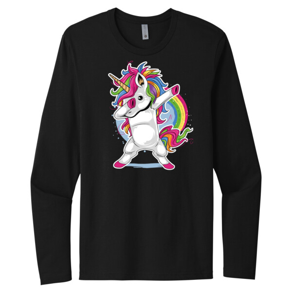 Dabbing Unicorn - Unisex Premium Cotton Long Sleeve T-Shirt Thumbnail
