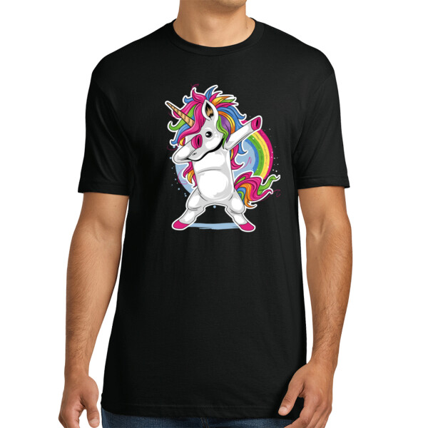 Dabbing Unicorn - Unisex Premium Cotton T-Shirt Thumbnail