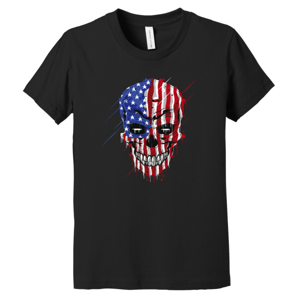 USA Skull - Youth Premium Cotton T-Shirt Thumbnail