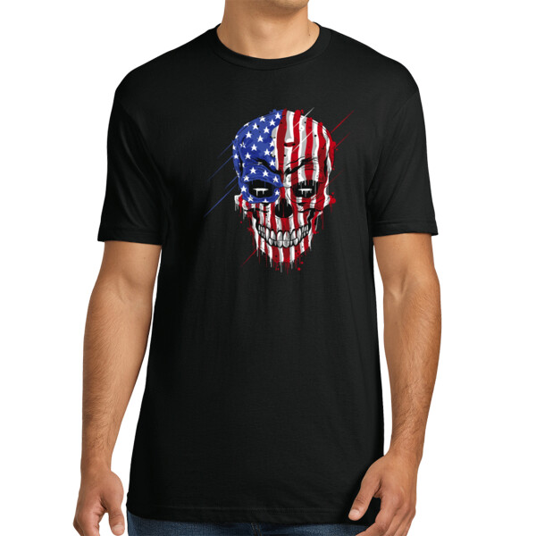 USA Skull - Unisex Premium Cotton T-Shirt Thumbnail