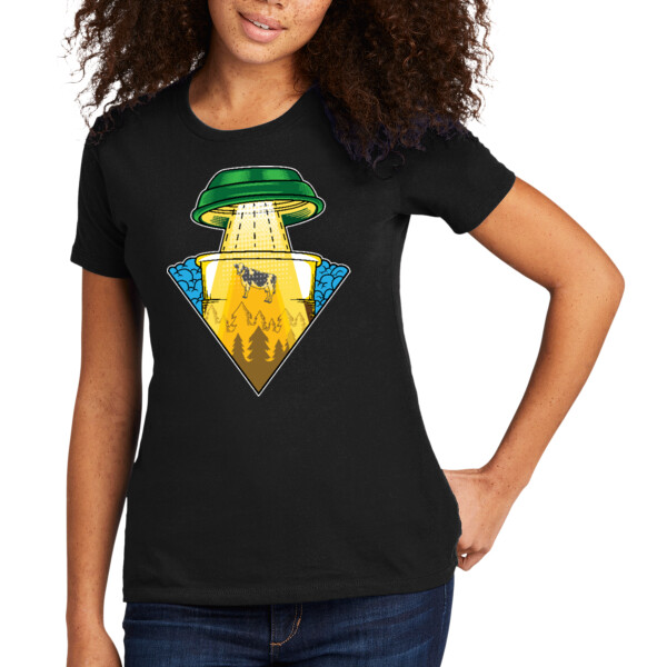 Abducting Cow - Women's Premium Cotton T-Shirt Thumbnail