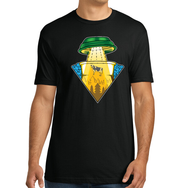 Abducting Cow - Unisex Premium Cotton T-Shirt Thumbnail