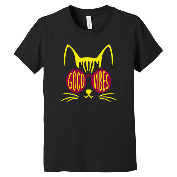 Good Vibes Cat - Youth Premium Cotton T-Shirt Thumbnail