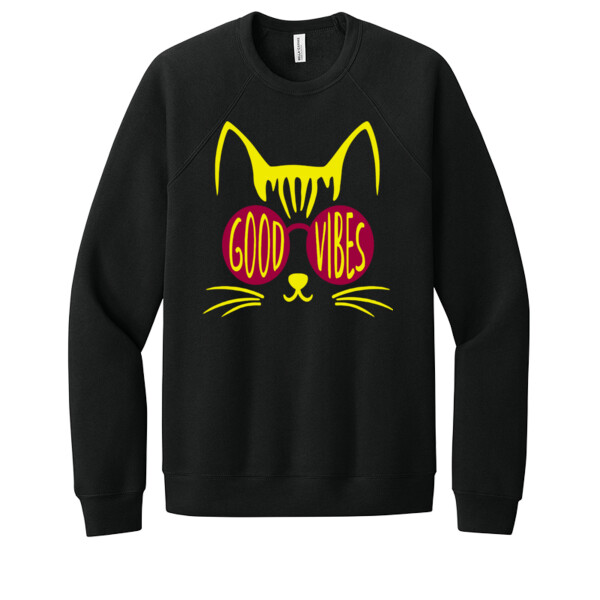 Good Vibes Cat - Unisex Premium Fleece Crew Sweatshirt Thumbnail