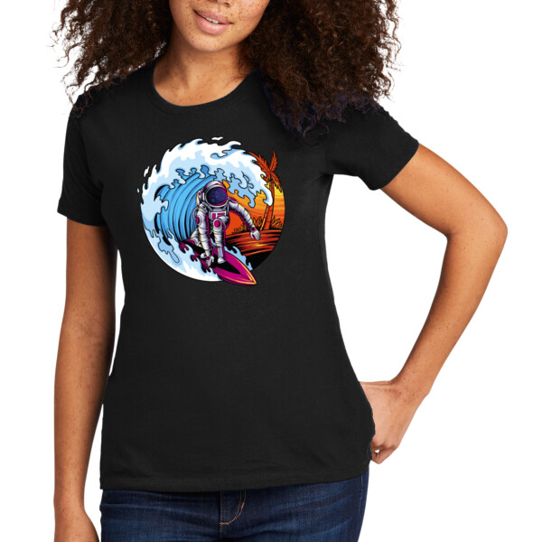 Surfing Astronaut - Women's Premium Cotton T-Shirt Thumbnail