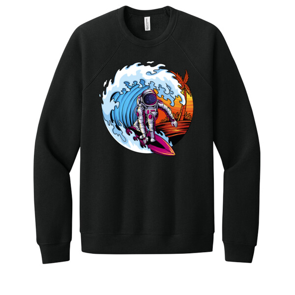 Surfing Astronaut - Unisex Premium Fleece Crew Sweatshirt Thumbnail