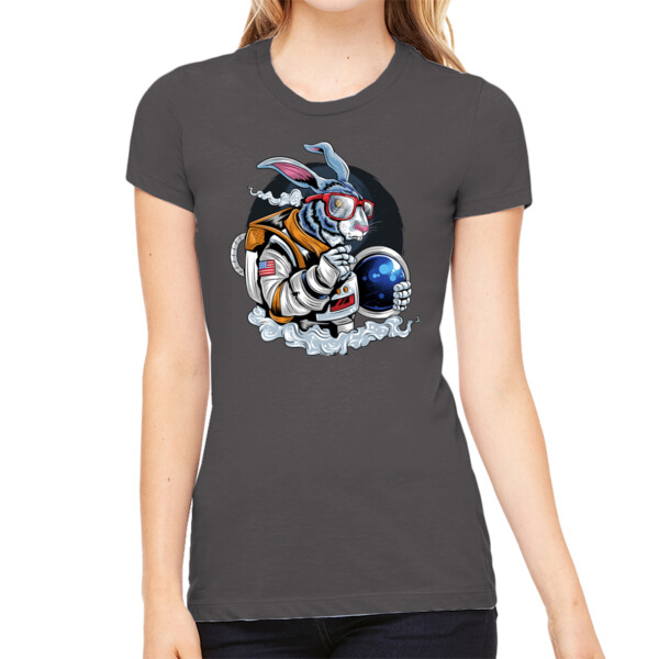 Rabbit Astronaut - Women's Premium Cotton Slim Fit T-SHirt Thumbnail