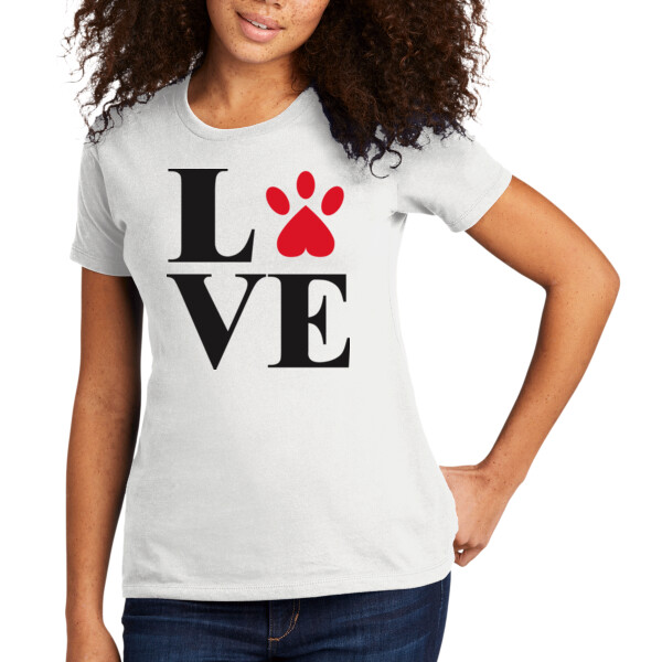 Paw Print Love - Women's Premium Cotton T-Shirt Thumbnail