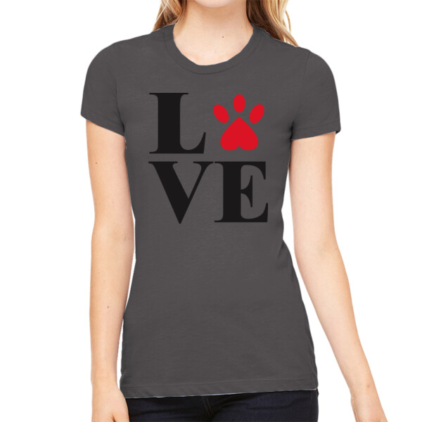 Paw Print Love - Women's Premium Cotton Slim Fit T-SHirt Thumbnail