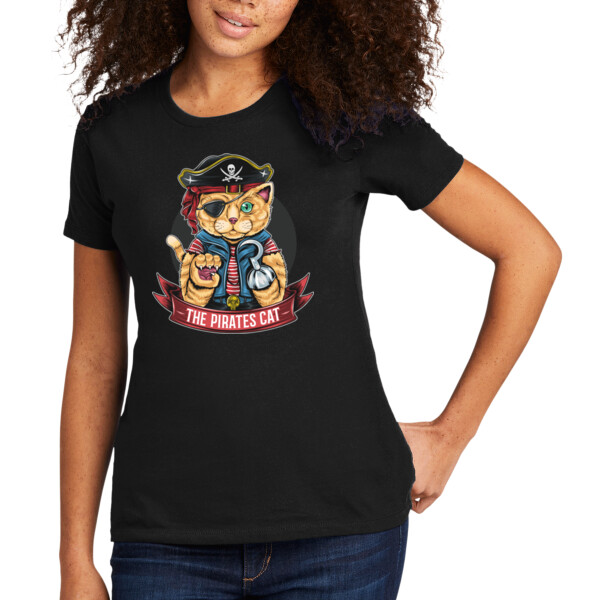 Pirate Cat - Women's Premium Cotton T-Shirt Thumbnail