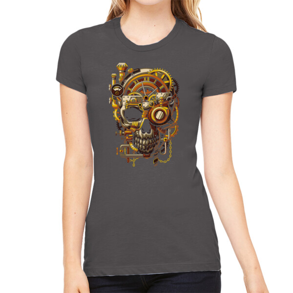Mechanic Skull - Women's Premium Cotton Slim Fit T-SHirt Thumbnail
