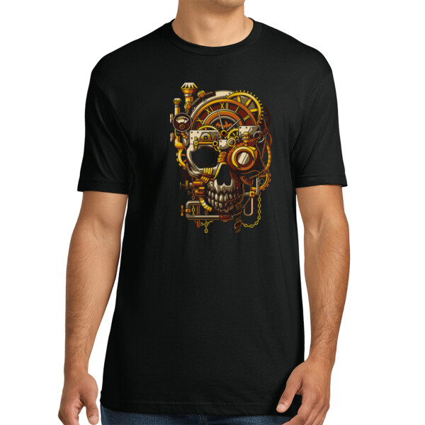 Mechanic Skull - Unisex Premium Cotton T-Shirt Thumbnail
