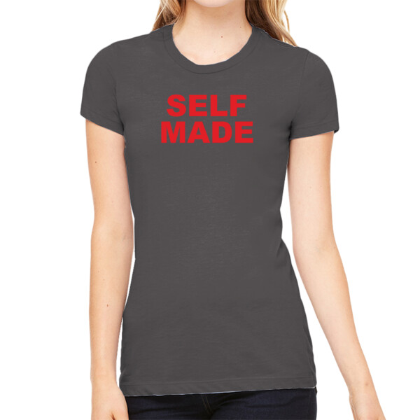 Self Made Red - Women's Premium Cotton Slim Fit T-SHirt Thumbnail