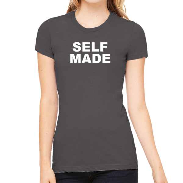 Self Made White - Women's Premium Cotton Slim Fit T-SHirt Thumbnail