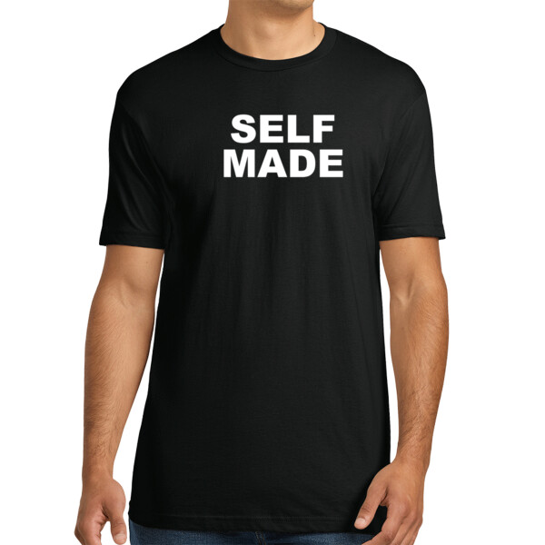 Self Made White - Unisex Premium Cotton T-Shirt Thumbnail