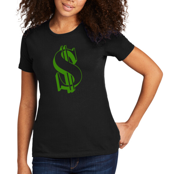 Dollar Sign Green - Women's Premium Cotton T-Shirt Thumbnail