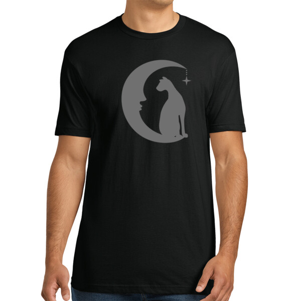 Moon Cat Dark Grey - Unisex Premium Cotton T-Shirt Thumbnail