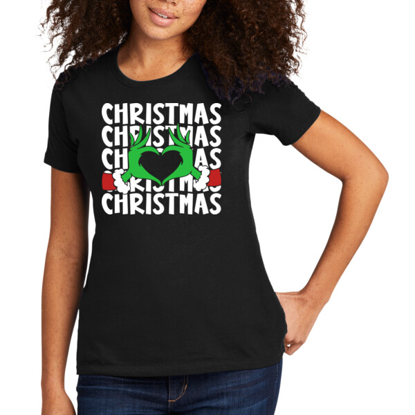 Grinch Heart Christmas - Women's Premium Cotton T-Shirt Thumbnail