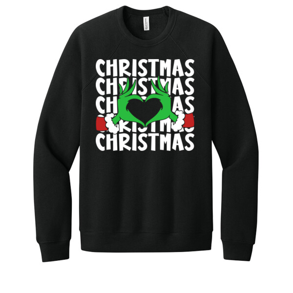 Grinch Heart Christmas - Unisex Premium Fleece Crew Sweatshirt Thumbnail
