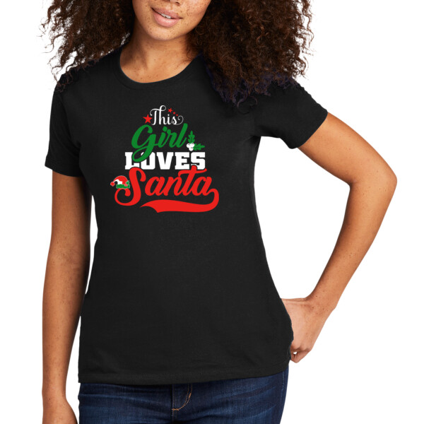 This Girl Loves Santa - Women's Premium Cotton T-Shirt Thumbnail
