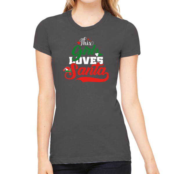 This Girl Loves Santa - Women's Premium Cotton Slim Fit T-SHirt Thumbnail