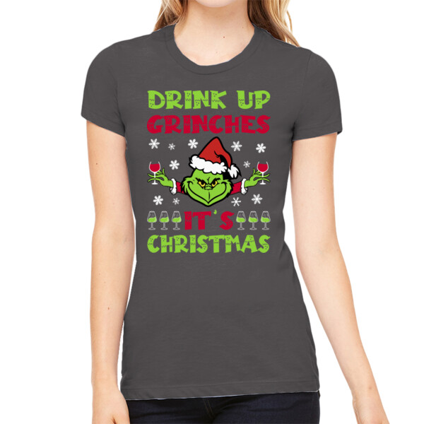 Drink up Grinches - Women's Premium Cotton Slim Fit T-SHirt Thumbnail
