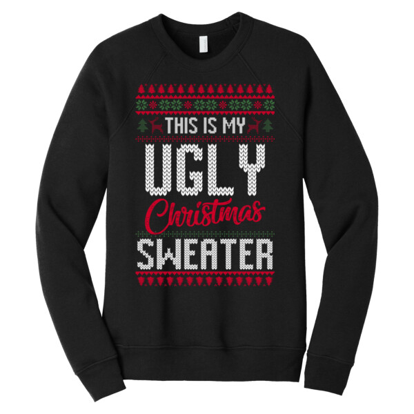 Ugly Christmas Sweater 1 - Unisex Premium Fleece Crew Sweatshirt Thumbnail