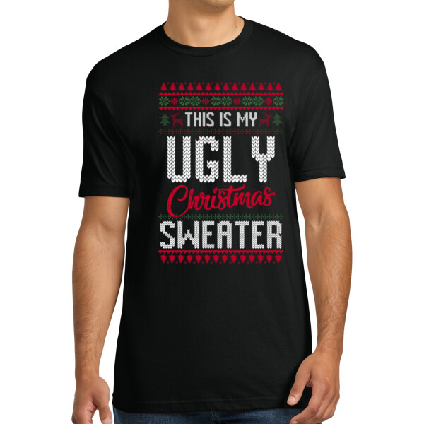 Ugly Christmas Sweater 1 - Unisex Premium Cotton T-Shirt Thumbnail