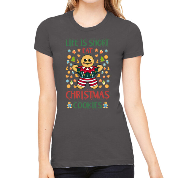 Eat Christmas Cookies - Women's Premium Cotton Slim Fit T-SHirt Thumbnail