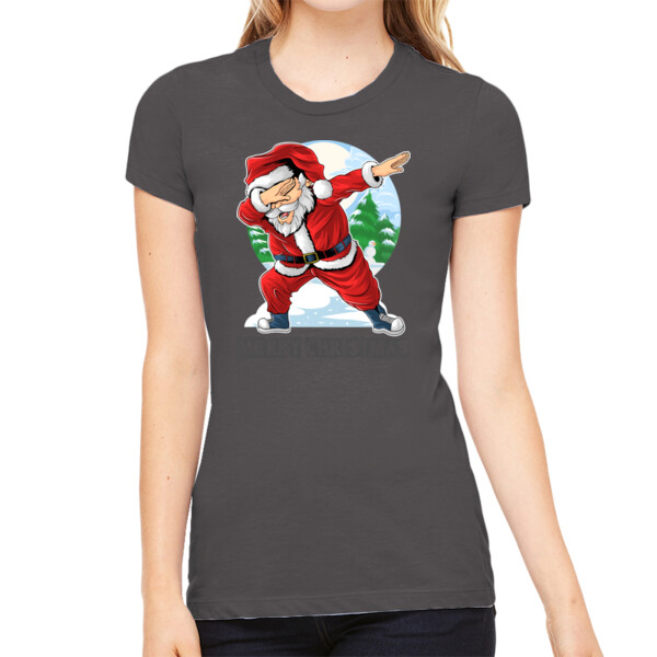 Dabbing Santa - Women's Premium Cotton Slim Fit T-SHirt Thumbnail