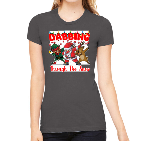 Dabbing Through The Snow - Women's Premium Cotton Slim Fit T-SHirt Thumbnail