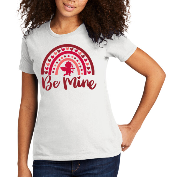 Valentine Rainbow Be Mine - Women's Premium Cotton T-Shirt Thumbnail