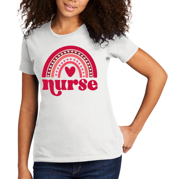 Valentine Rainbow Nurse - Women's Premium Cotton T-Shirt Thumbnail
