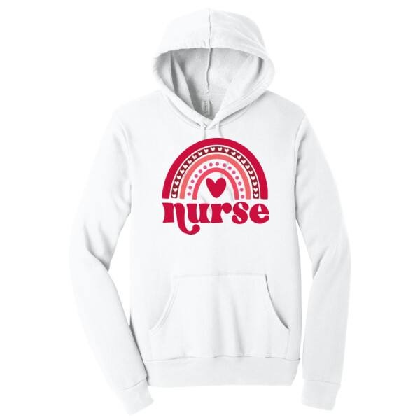 Valentine Rainbow Nurse - Unisex Premium Fleece Pullover Hoodie Thumbnail