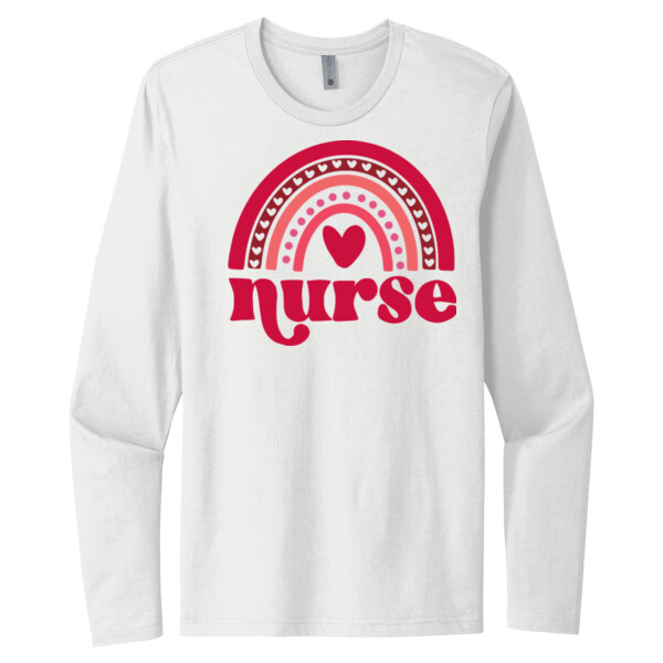 Valentine Rainbow Nurse - Unisex Premium Cotton Long Sleeve T-Shirt Thumbnail