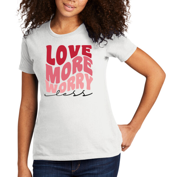 Love More, Worry Less - Women's Premium Cotton T-Shirt Thumbnail