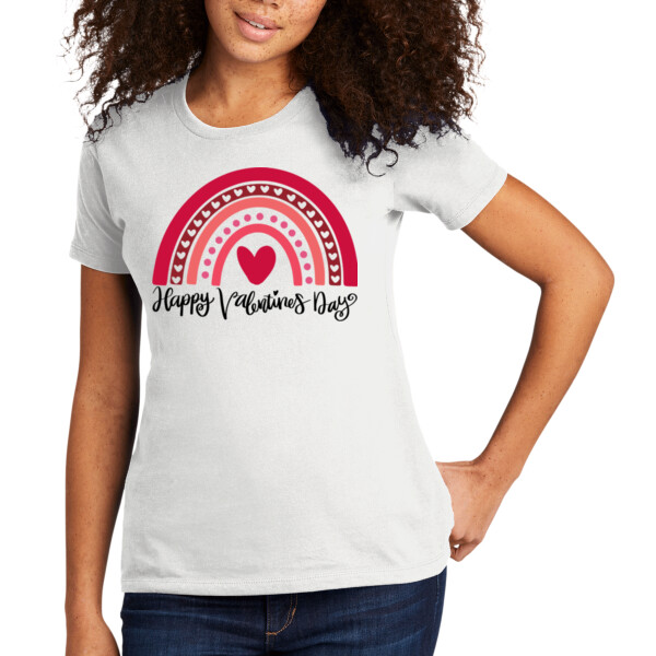 Valentine Rainbow Happy V-Day - Women's Premium Cotton T-Shirt Thumbnail
