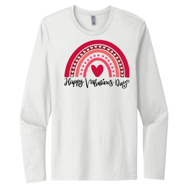 Valentine Rainbow Happy V-Day - Unisex Premium Cotton Long Sleeve T-Shirt Thumbnail