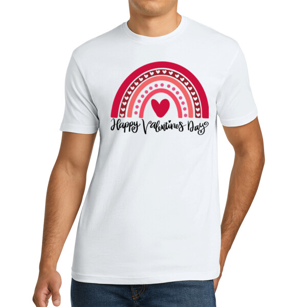 Valentine Rainbow Happy V-Day - Unisex Premium Cotton T-Shirt Thumbnail