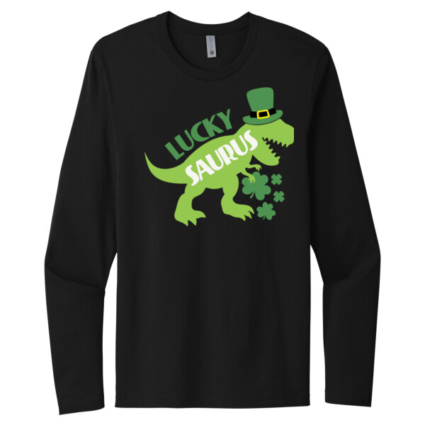 Lucky Saurus - Unisex Premium Cotton Long Sleeve T-Shirt Thumbnail