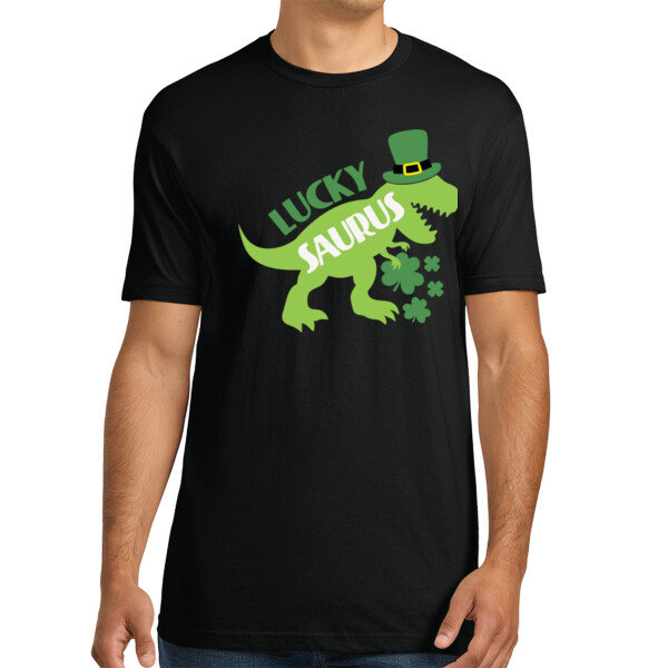 Lucky Saurus - Unisex Premium Cotton T-Shirt Thumbnail