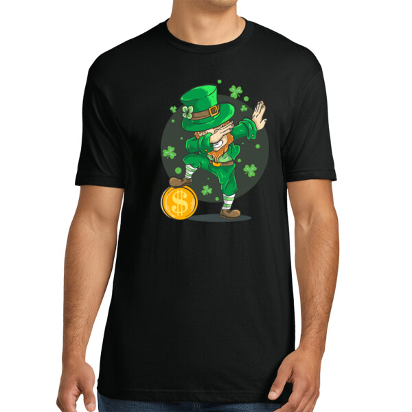 Dabbing Leprechaun - Unisex Premium Cotton T-Shirt Thumbnail