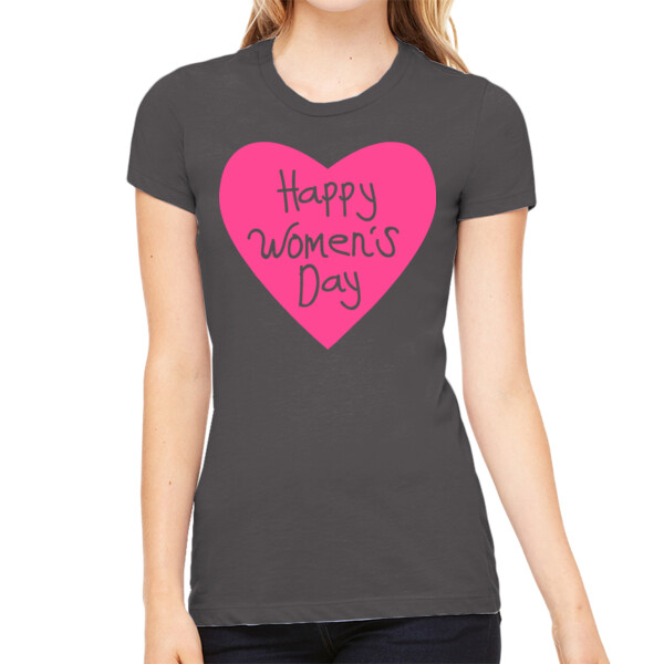 Women's Day Heart - Women's Premium Cotton Slim Fit T-Shirt Thumbnail