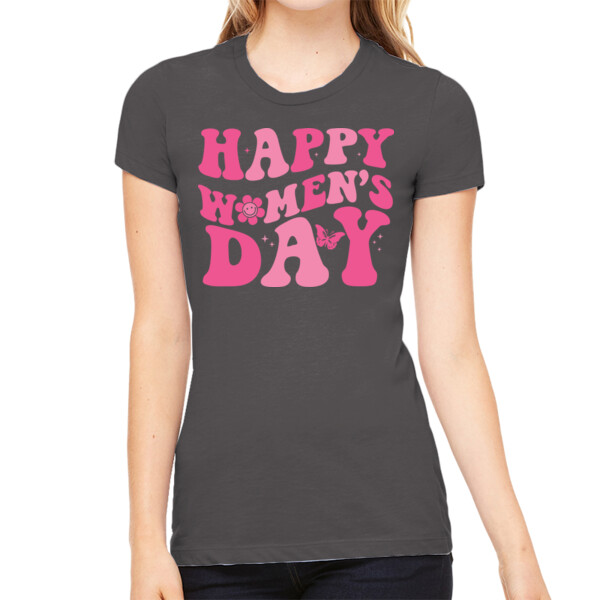Happy Women's Day - Women's Premium Cotton Slim Fit T-Shirt Thumbnail