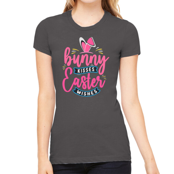 Bunny Easter Wishes - Women's Premium Cotton Slim Fit T-Shirt Thumbnail