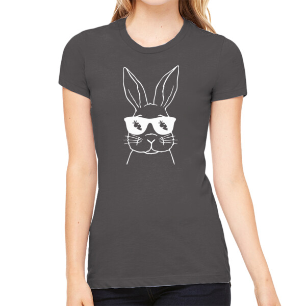 Bunny Shades White - Women's Premium Cotton Slim Fit T-Shirt Thumbnail