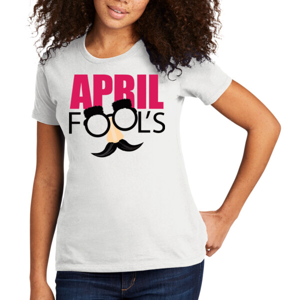 April Fools Mustache - Women's Premium Cotton T-Shirt Thumbnail