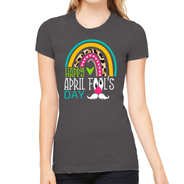 April Fools Rainbow - Women's Premium Cotton Slim Fit T-Shirt Thumbnail
