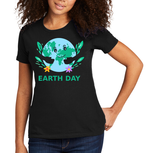 Earth Day Smile - Women's Premium Cotton T-Shirt Thumbnail